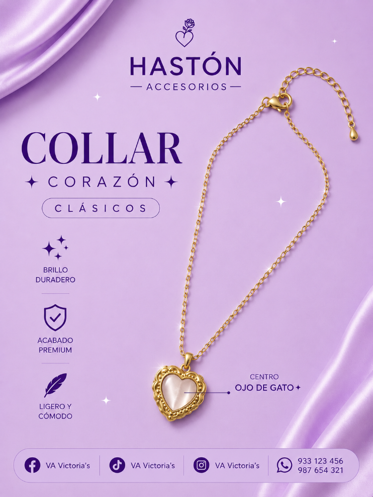 COLLAR CORAZON OJO DE GATO