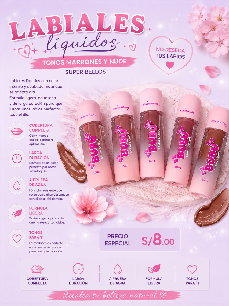 LABIAL LIQUIDO MATE BUBU SHERY GLAM