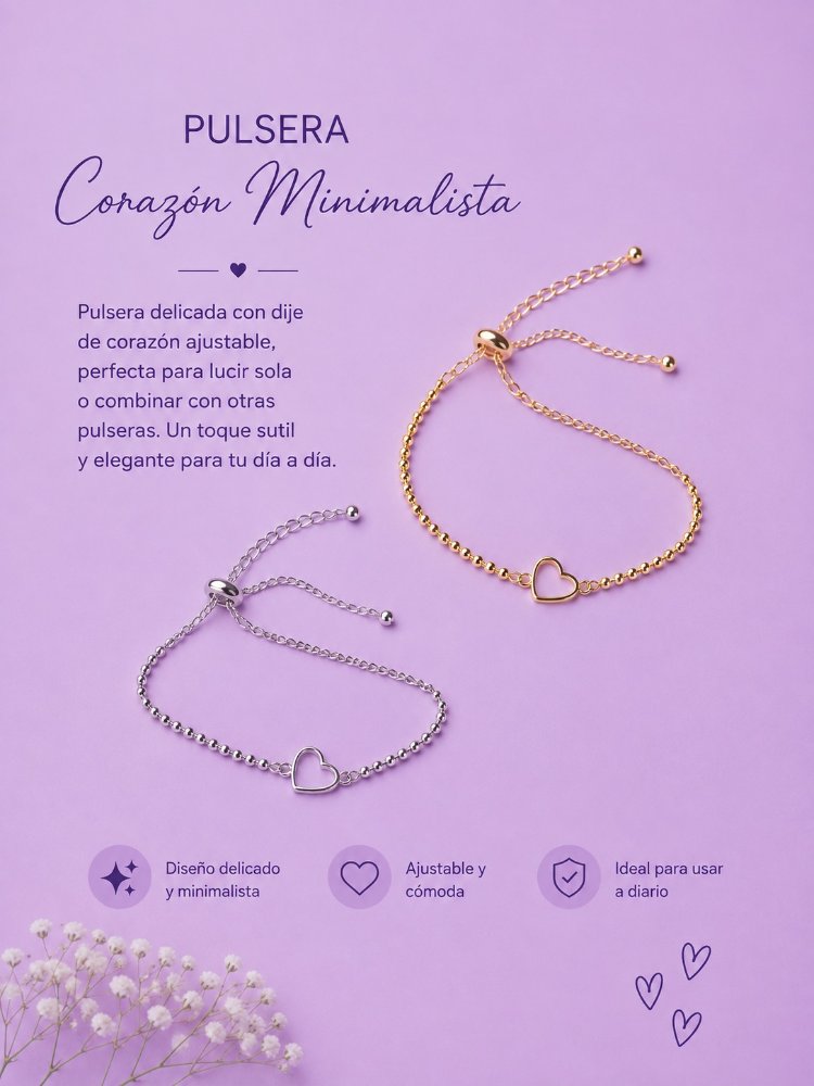 PULSERA CORAZON DORADO Y PLATEADO