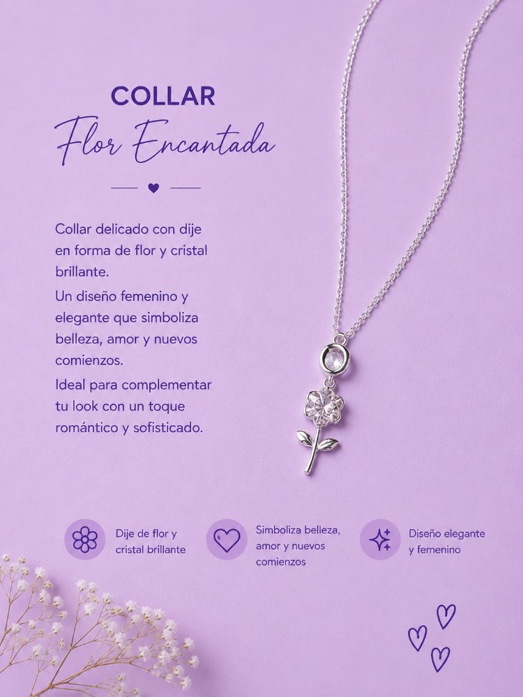 COLLAR ROSA PLATEADO