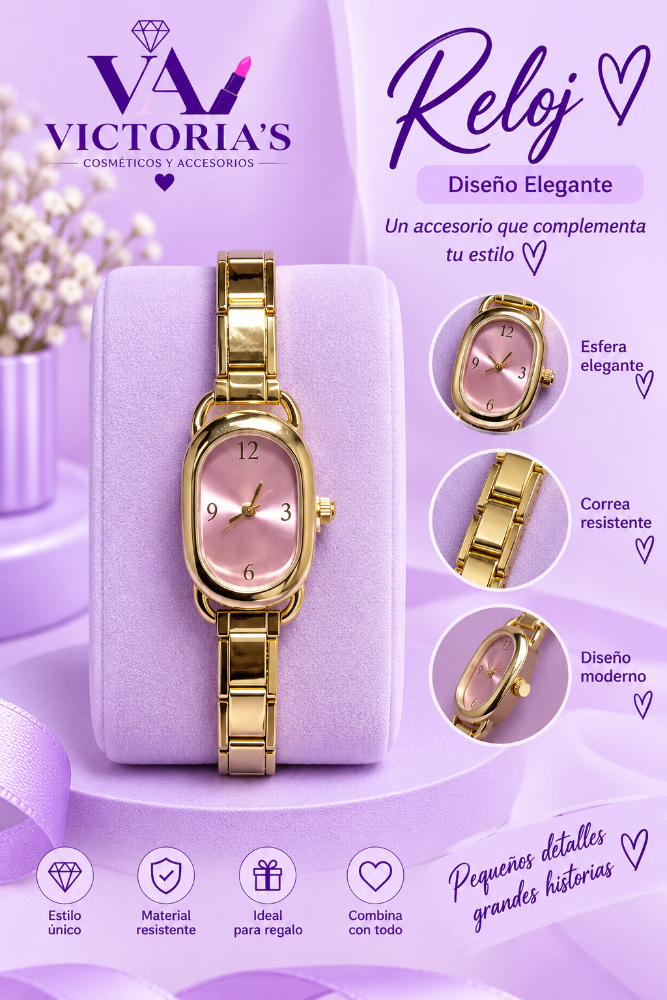 RELOJ  OVALADO ROSADO ITALIANO
