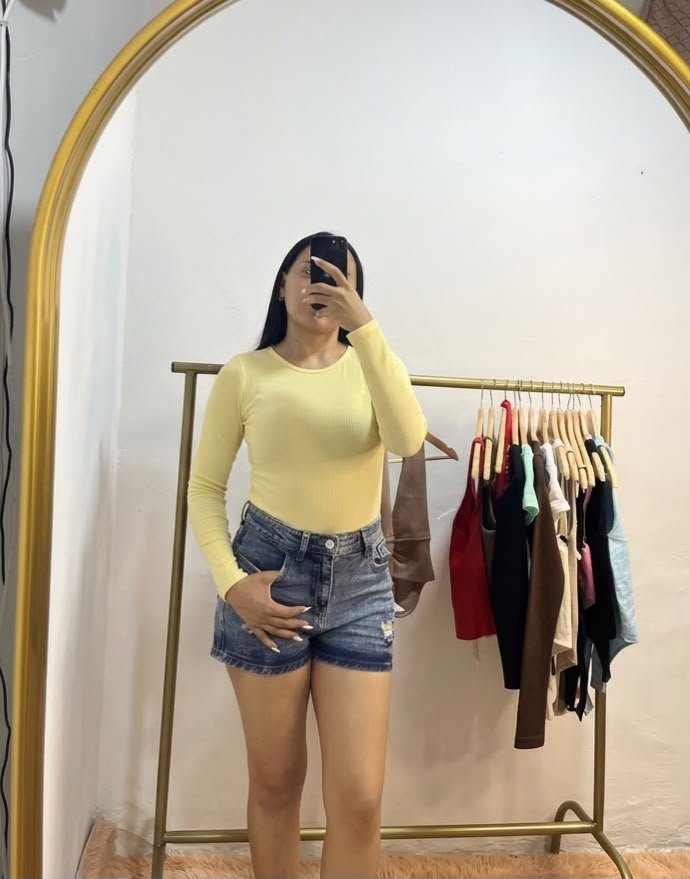 32555-A BODY  MANGA LARGA AMARILLO