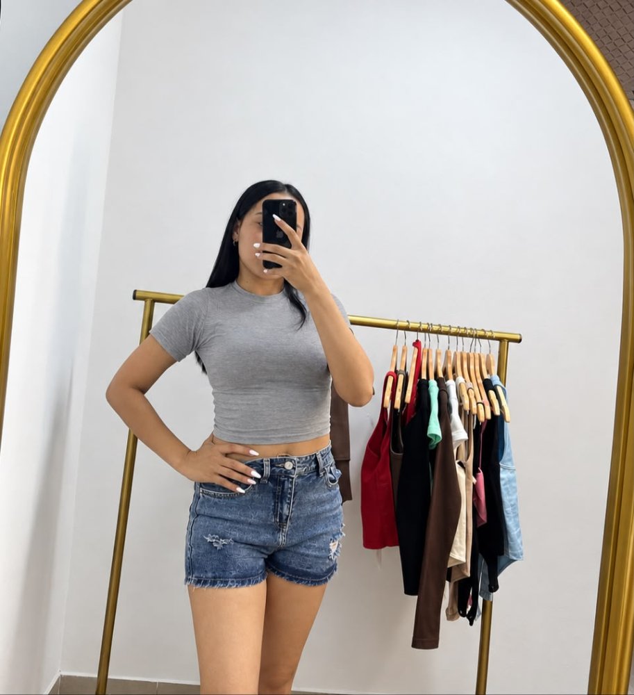 3256-G BLUSA BASICA  GRIS