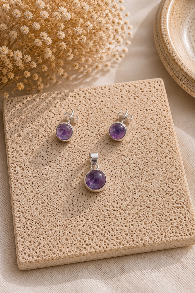 Conjunto Amatista - Plata Italiana 925