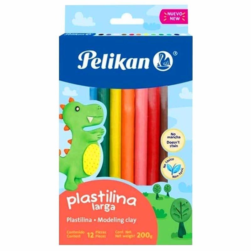 PLASTILINA PELIKAN LARGA DE 12 COLORES