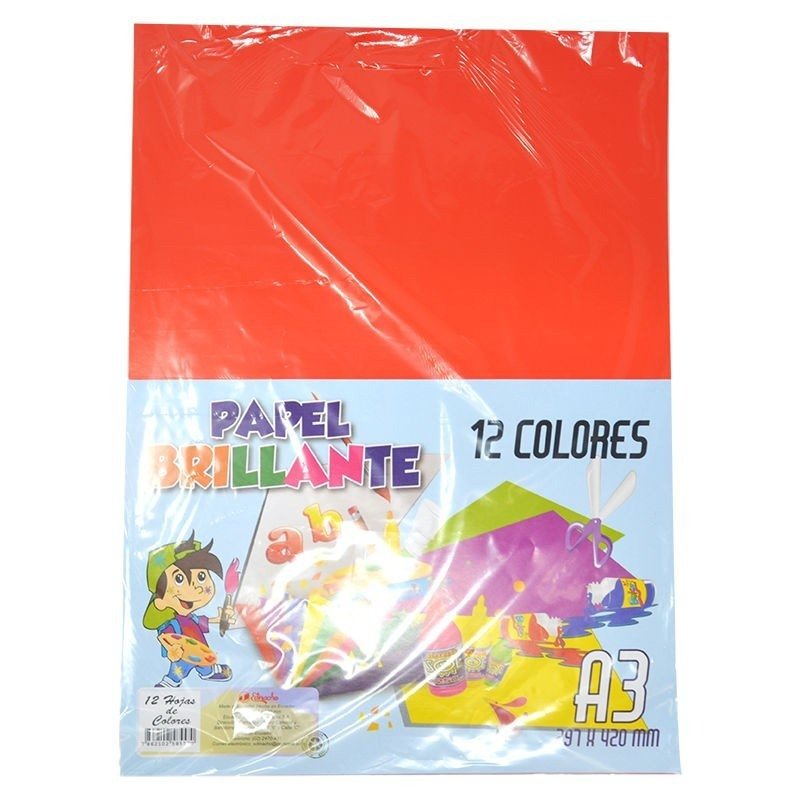 PAPEL BRILLANTE 12 COLORES  EDINACHO