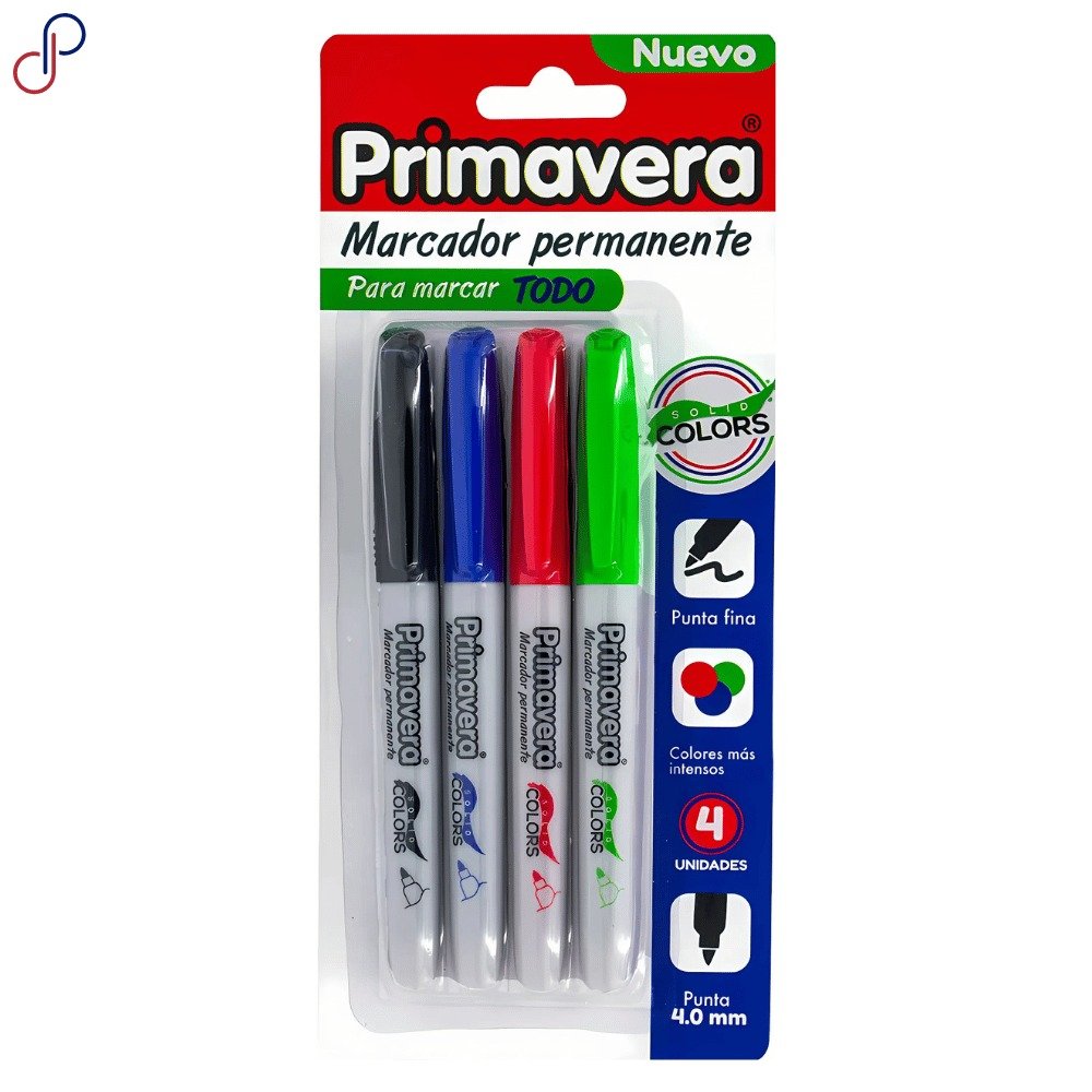 MARCADOR PERMAMENTE PRIMAVERA 4 COLORES
