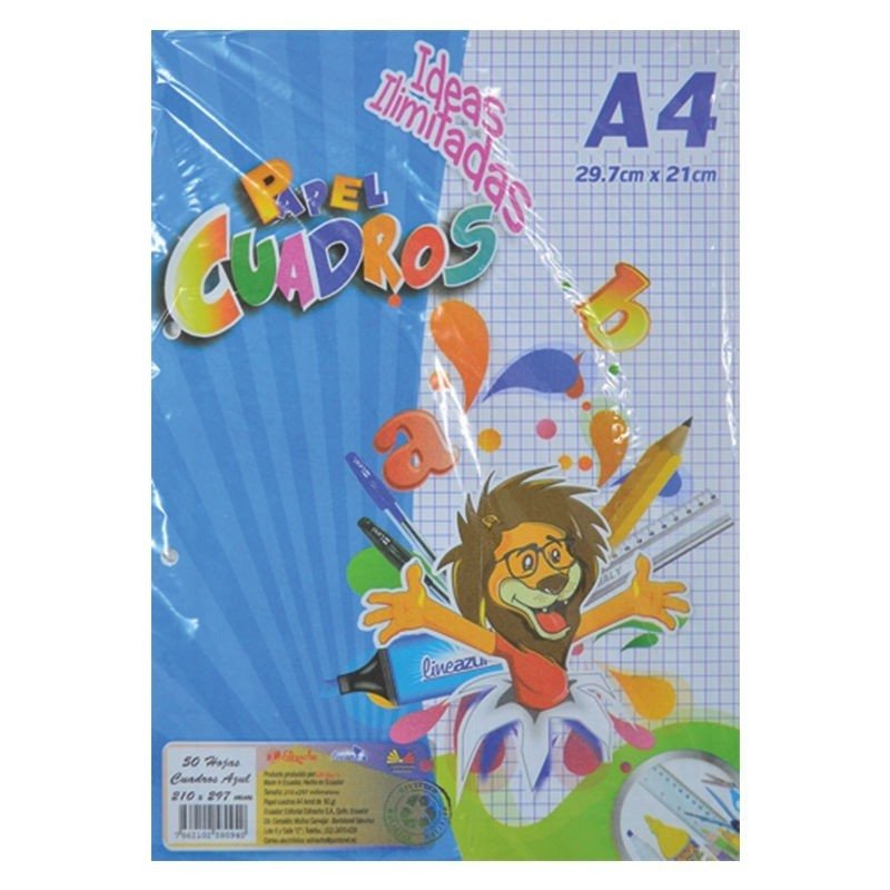 Papel HOJAS  Rayado A4 X50 Hojas 4 Lineas AZUL