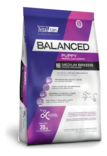 Balanced Perro Cachorro Raza Mediana 20 Kg