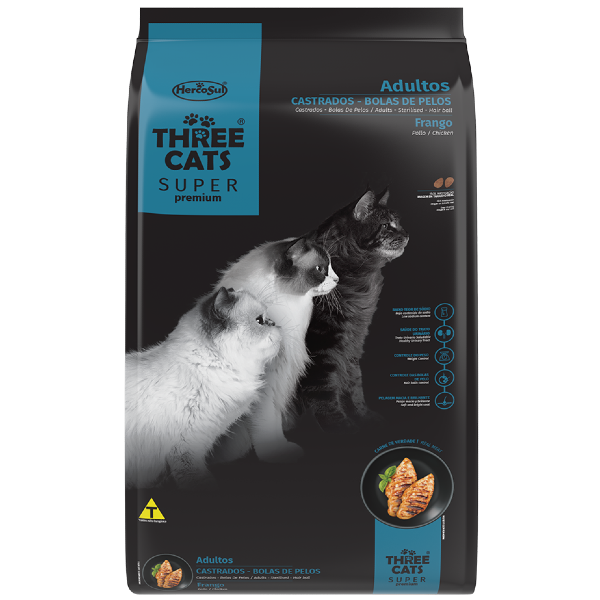 Threecats Super Premium Bola de Pelos Castrado (Pollo) - 3 Kg