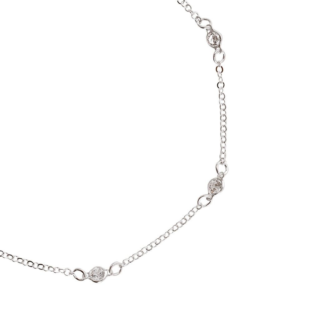 Pulseira entremeios zircônias 5mm corrente elo português