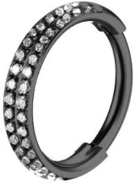 17# Argolla negra con diamantes 1.2*10mm