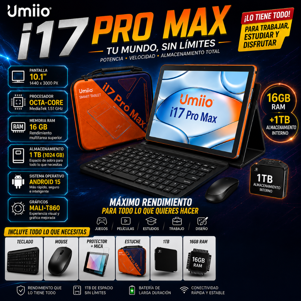 Tablet ummio i17 Pro Max 1 tera 16 gb ram