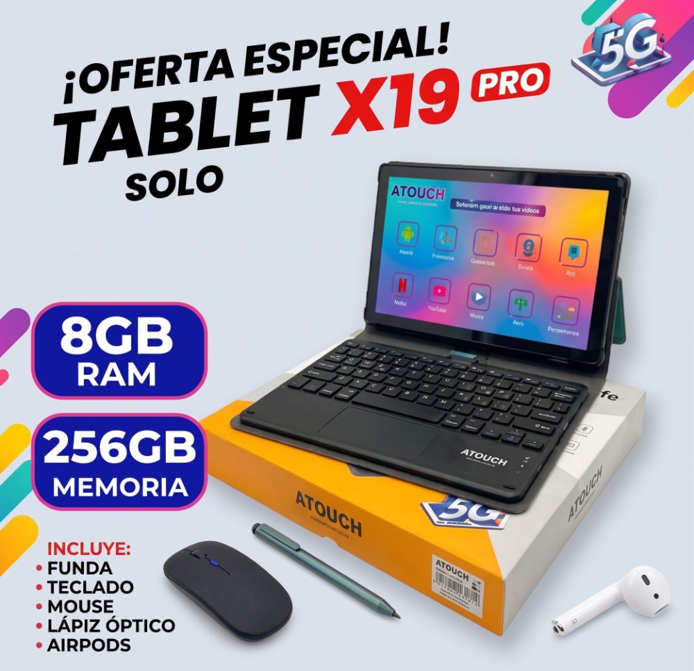 Tablet x19 pro 8gb ram 256 gb memoria