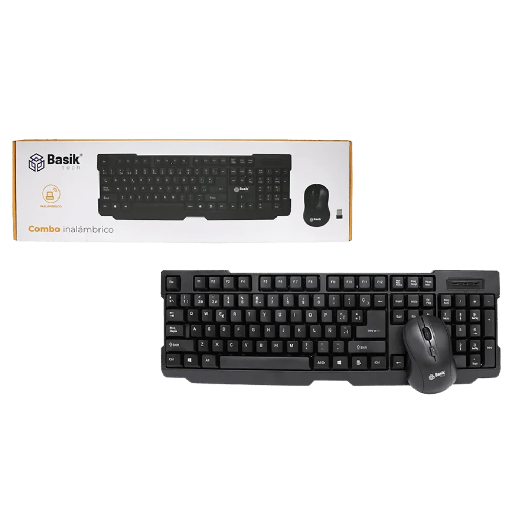 COMBO  TECLADO Y MOUSE BASIK TECH INALAMBRICO 300C