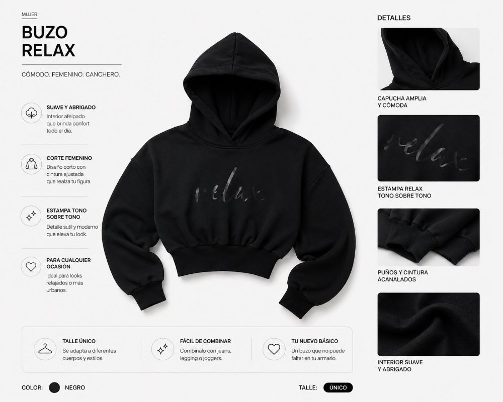 Buzo Negro capucha