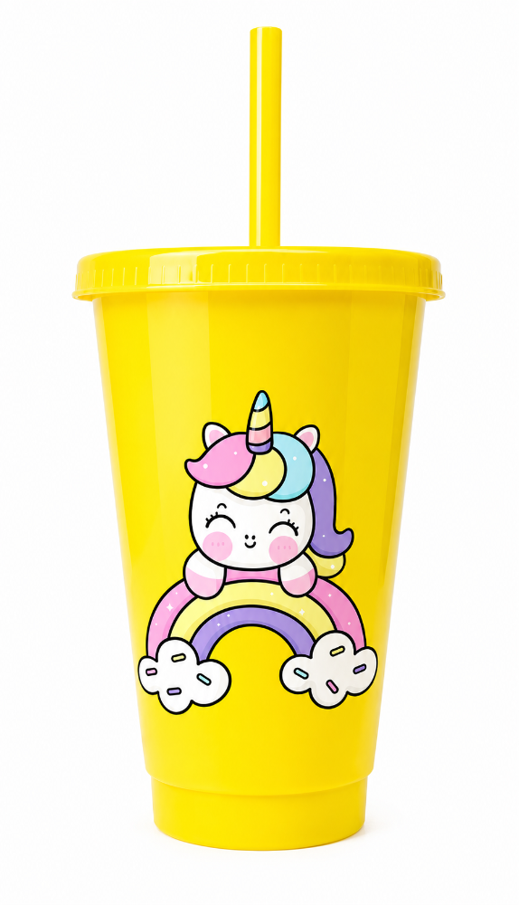 vaso con sorbete  amarillo