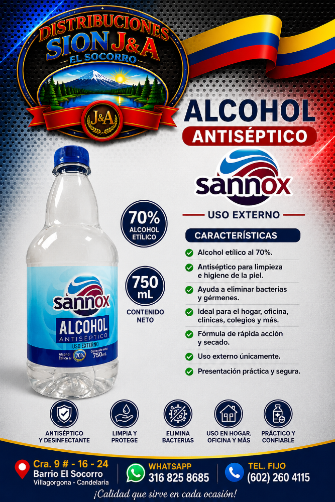 Alcohol Sannox Antisepto 750ml