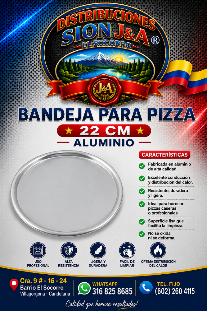 Bandeja Para Pizza 22 Cm Aluminio