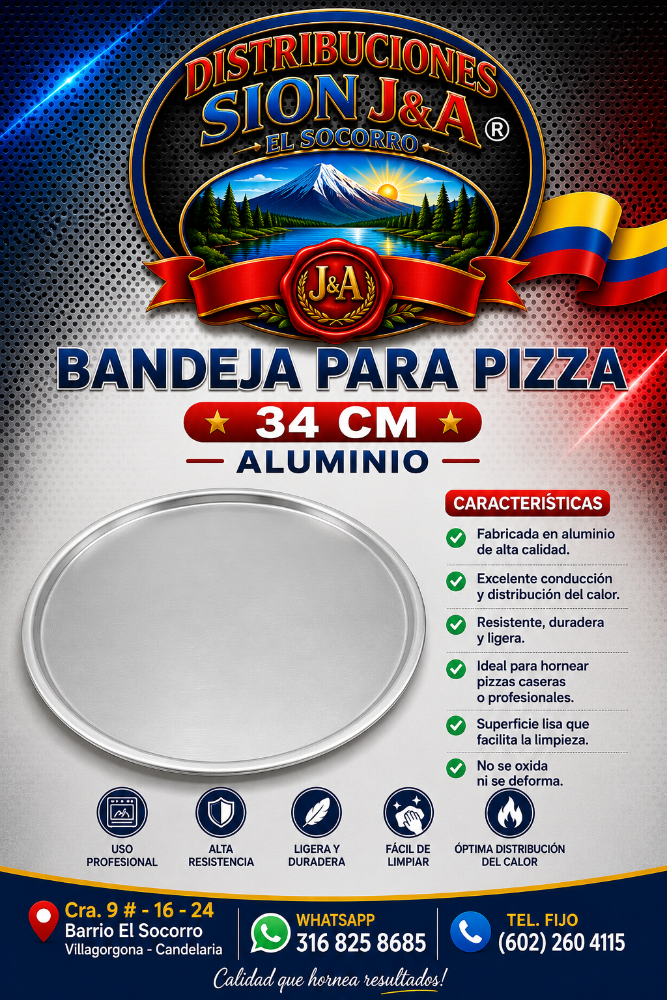 Bandeja Para Pizza 34 Cm Aluminio