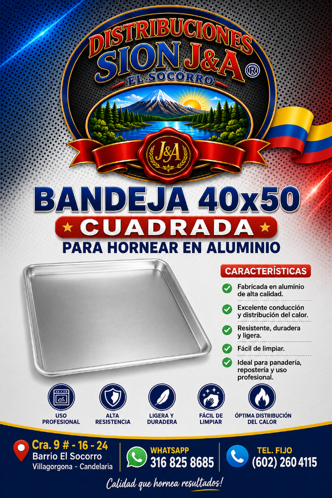 Bandeja 40x50 Cuadrada para hornear Aluminio