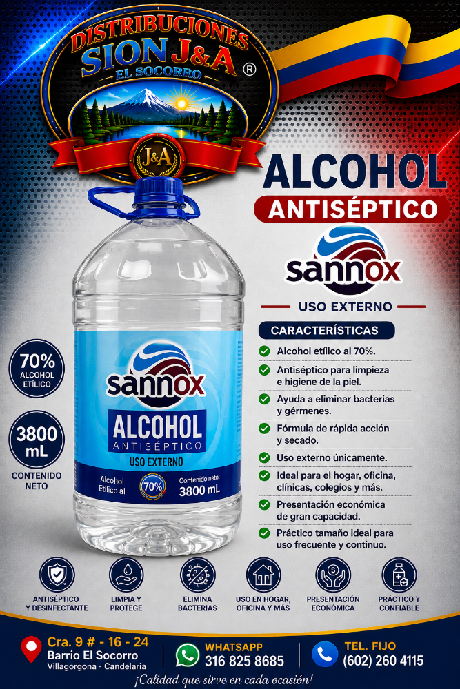 Alcohol Sannox Antisepto 3800ml