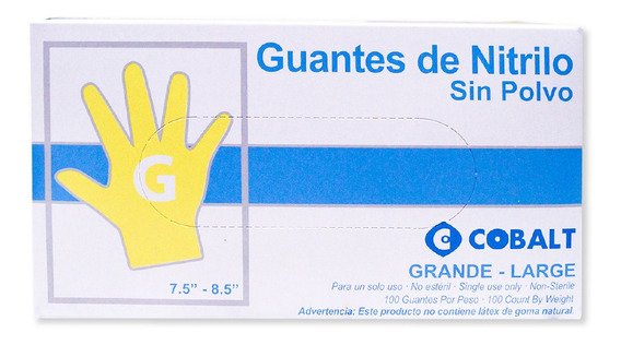 Guantes De Nitrilo Sin Polvo Grande (Paq/100pzs)
