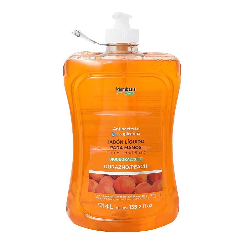 Jabón Líquido Antibacterial Durazno Member"s Choice 4 L