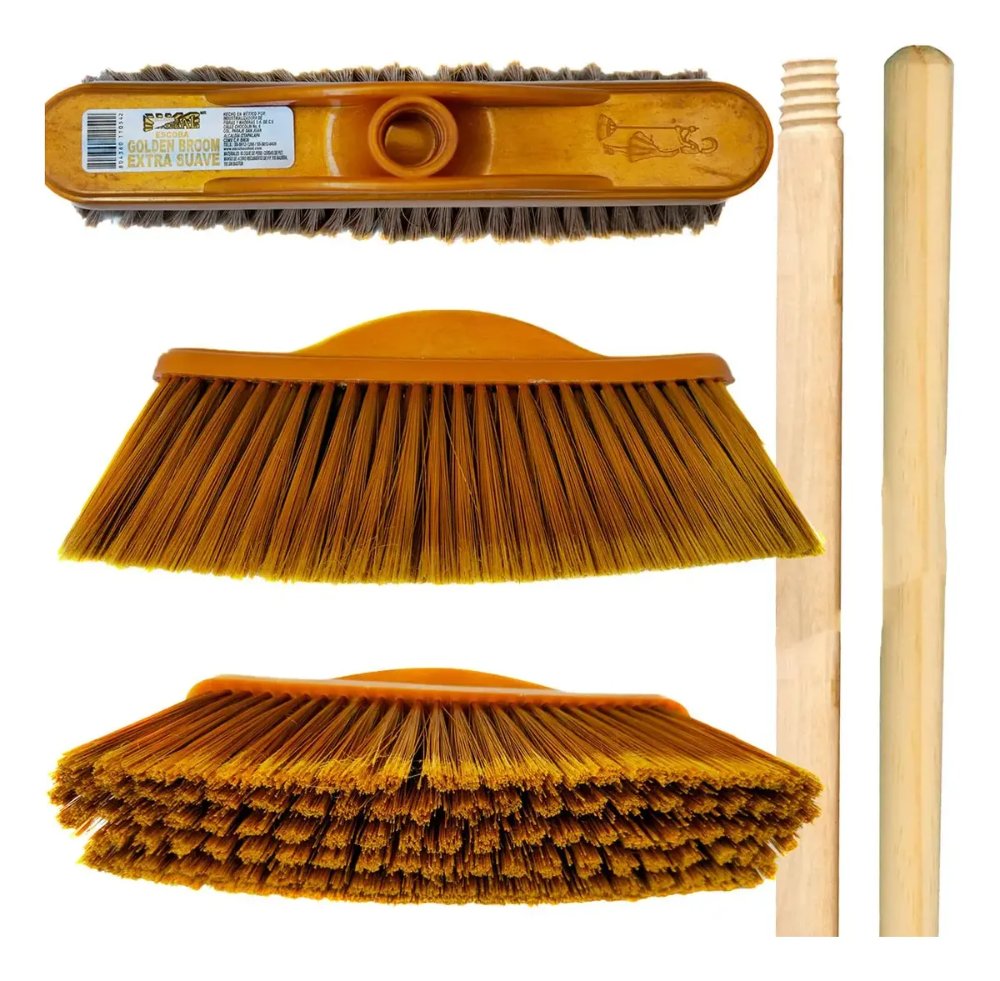 Escoba Cepillo Mango De Madera Cerda Suave 1 pz