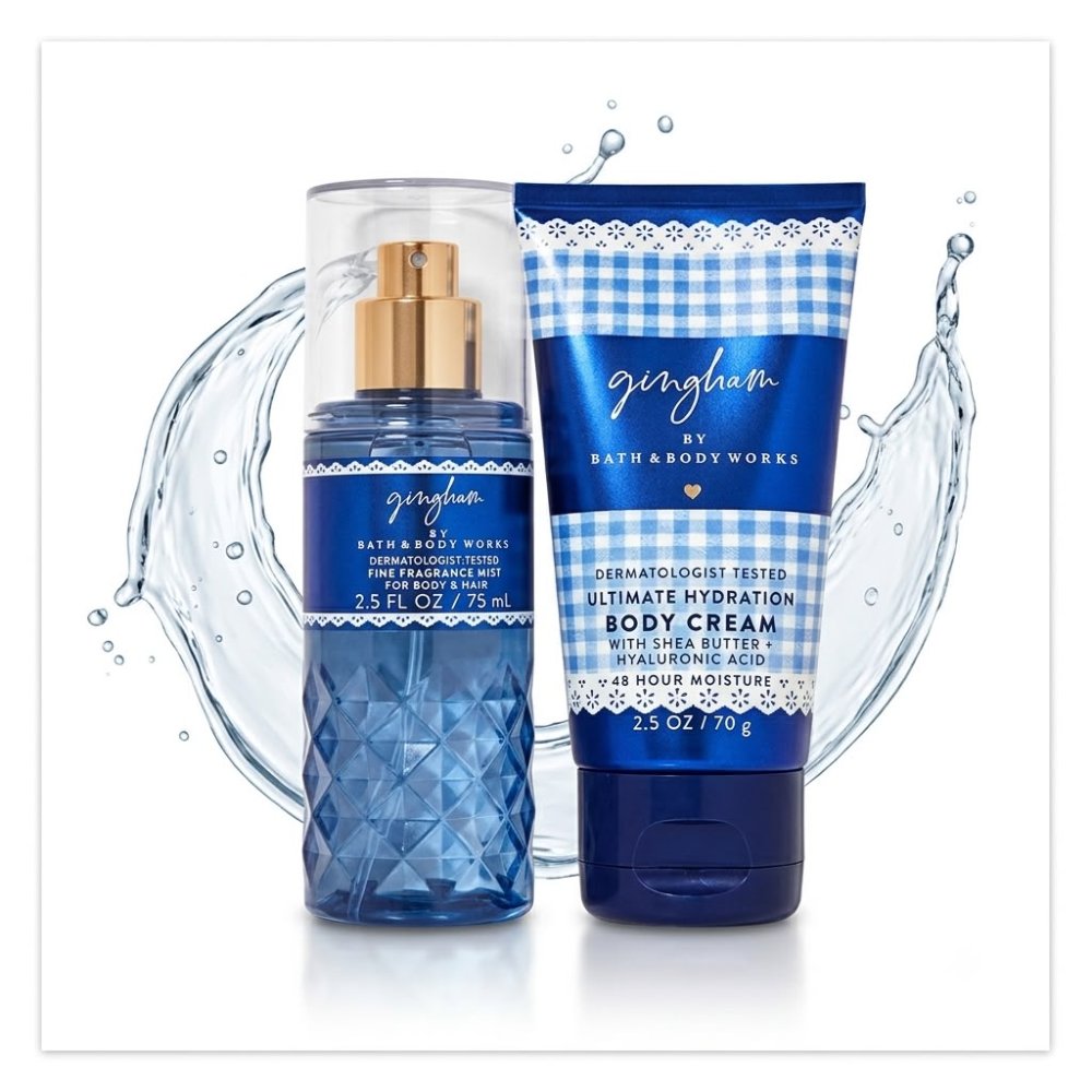 SET MINI BATH AND BODY WORKS DRESSED IN WHITE GINGHAM