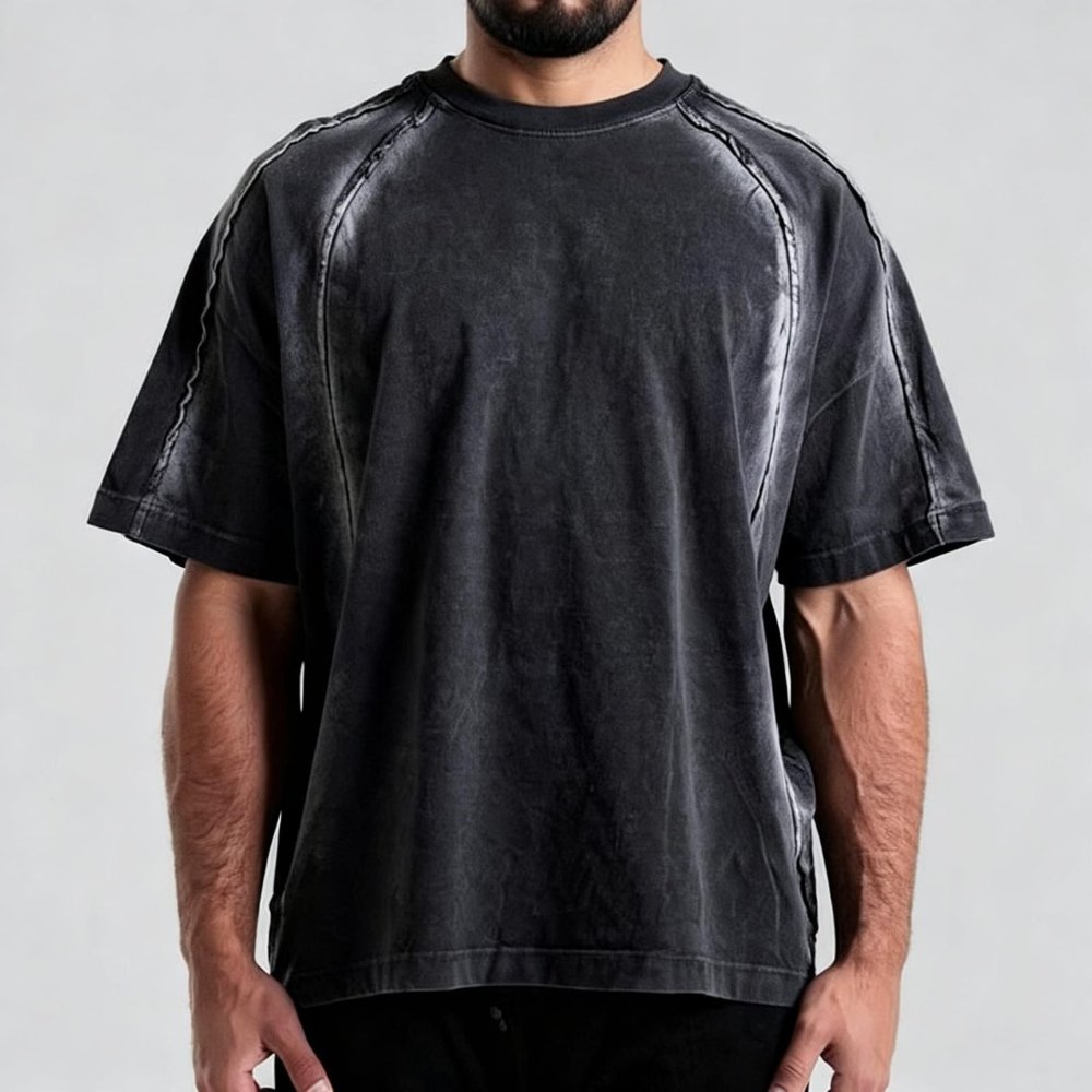 Camiseta Semioversize Acid Wash NC Oscura