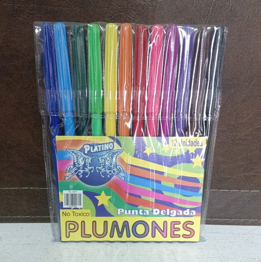 Marcadores plumones x 12und Platino