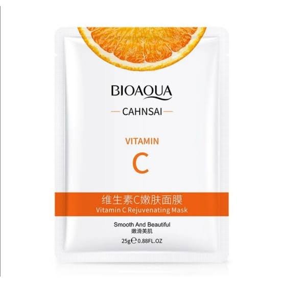mascarilla en velo de vitamina c bioaqua bolsa blanca