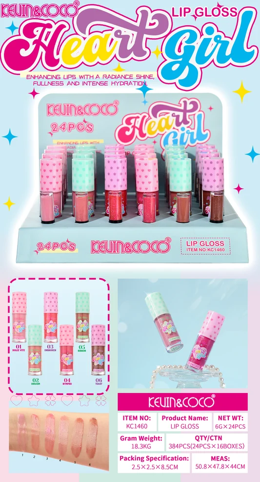 LIP GLOSS CON COLOR Y DESTELLOS KEVIN Y COCO