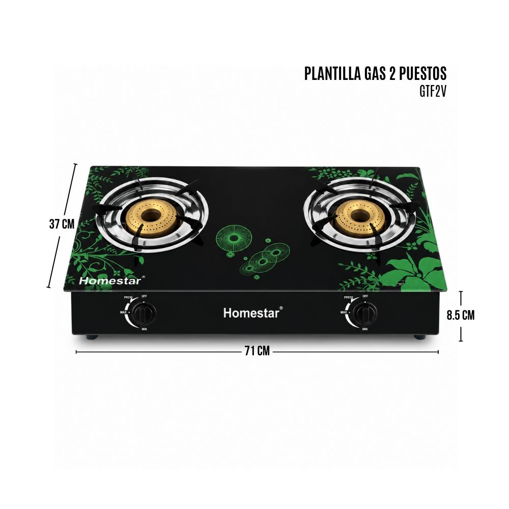 Plantilla de gas de 2 puestos