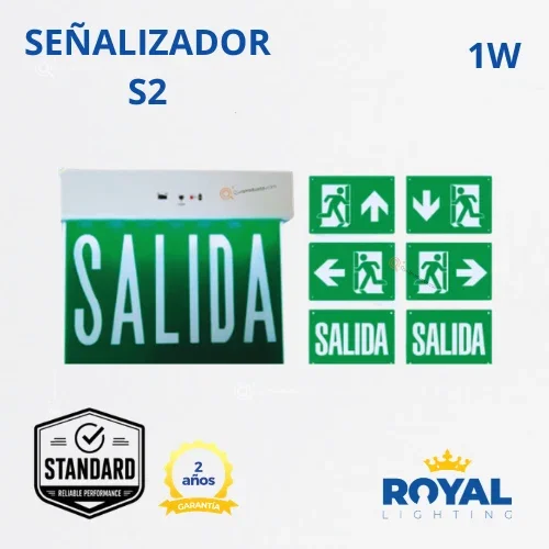 LED Señalizador de emergencia Multiproposito 1W, 100-240V, Ref S2, Marca Royal Lighting