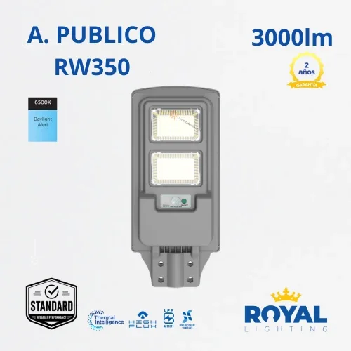 LED Lum Alumbrado Pub. Solar RW350, 110G, 6500K, IP65, Ref RW350, Marca Royal Lighting