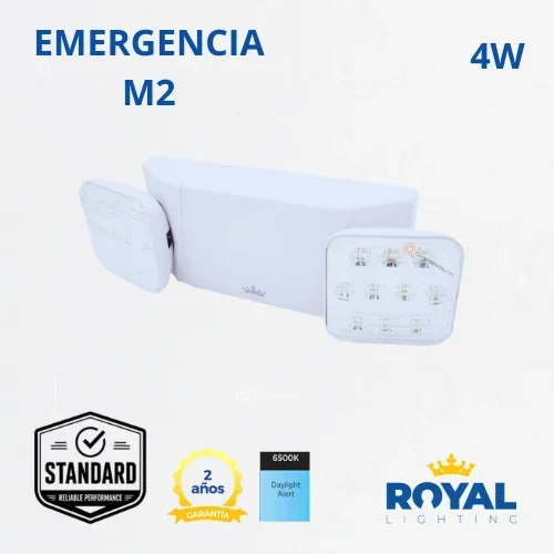 LED Luminaria de emergencia 4W, 6500K, 100-240V, Ref M2, Marca Royal Lighting
