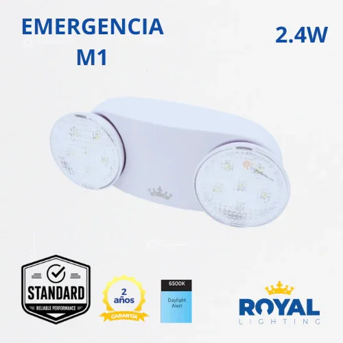 LED Luminaria de emergencia 2.4W, 6500K, 100-240V, Ref M1, Marca Royal Lighting