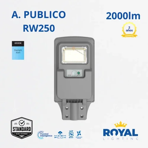 LED Lum Alumbrado Pub. Solar RW250, 110G, 6500K, IP65, Ref RW250, Marca Royal Lighting