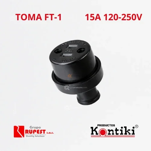 Toma Domestica 15A, 120-250V, IP20, Ref FT-1, Marca Kontiki