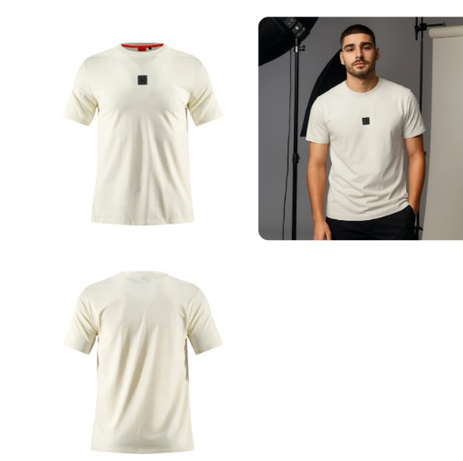 Camiseta B66002 Básica Crema Para Hombre