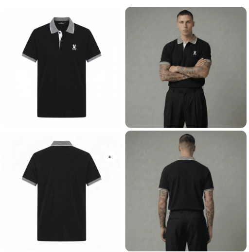 Camiseta 185017 Tipo Polo Negra Para Hombre
