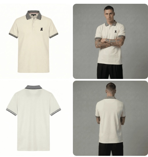 Camiseta 185017 Tipo Polo Crema Para Hombre