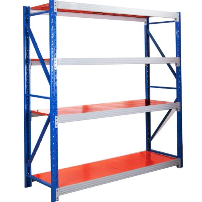 Mini Rack 2.50mts alto x 2mts ancho x 60 cms. fondo 4 Niveles 800 kgs x nivel. Azul/Naranja