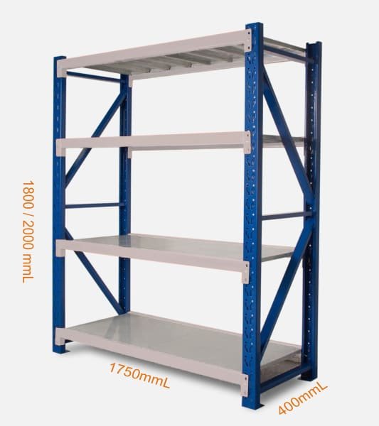 Mini Rack 2mts alto x 2mts ancho x 60 cms. fondo 4 Niveles 200 kgs x nivel.
