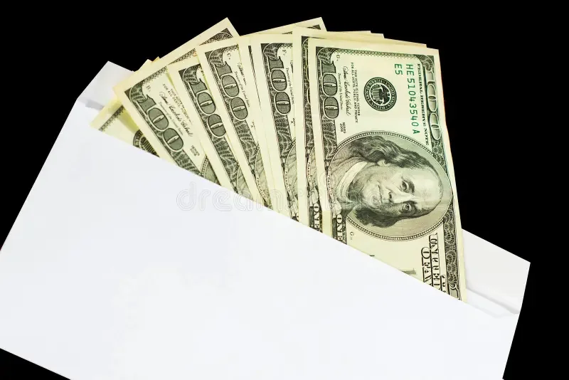 Sobre blanco dinero
