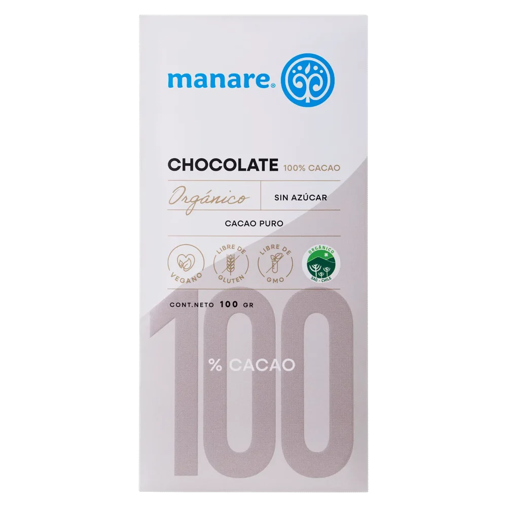 Chocolate 100% Cacao 100gr Manare