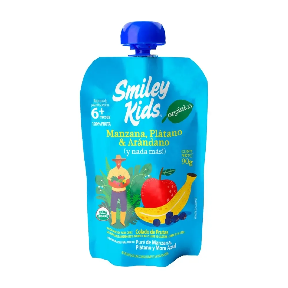 Colado de Frutas Manzana Platano y Arandano 90g Smiley Kids