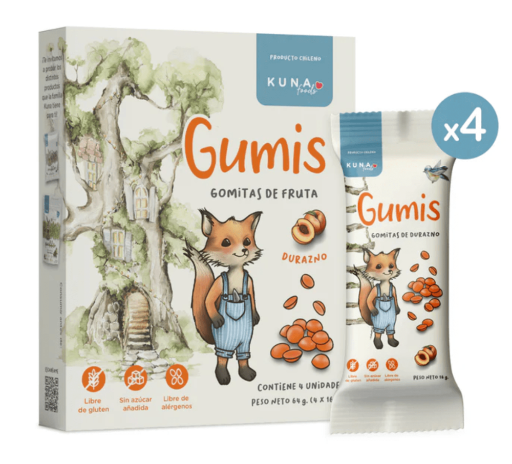Gumis Gomitas de Fruta Durazno 64g Kuna Foods
